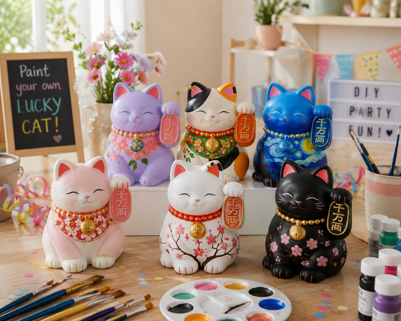 Lucky Cat painted examples
